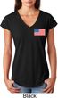 US Flag Pocket Print Ladies Tri Blend V-Neck Shirt