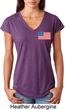 US Flag Pocket Print Ladies Tri Blend V-Neck Shirt