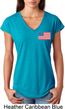 US Flag Pocket Print Ladies Tri Blend V-Neck Shirt