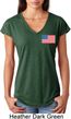 US Flag Pocket Print Ladies Tri Blend V-Neck Shirt