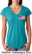 US Flag Pocket Print Ladies Tri Blend V-Neck Shirt