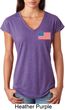 US Flag Pocket Print Ladies Tri Blend V-Neck Shirt