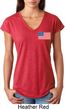 US Flag Pocket Print Ladies Tri Blend V-Neck Shirt