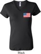 US Flag Pocket Print Ladies V-neck Shirt