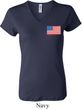 US Flag Pocket Print Ladies V-neck Shirt