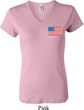 US Flag Pocket Print Ladies V-neck Shirt