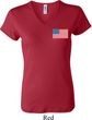 US Flag Pocket Print Ladies V-neck Shirt
