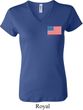 US Flag Pocket Print Ladies V-neck Shirt