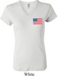US Flag Pocket Print Ladies V-neck Shirt