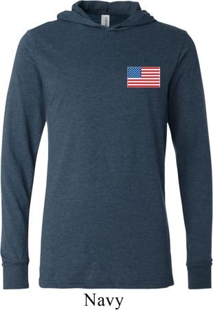 US Flag Pocket Print Lightweight Hoodie Tee