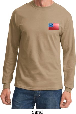US Flag Pocket Print Long Sleeve Shirt