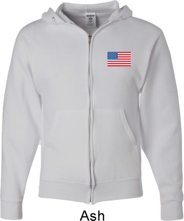 US Flag Pocket Print Mens Full Zip Hoodie