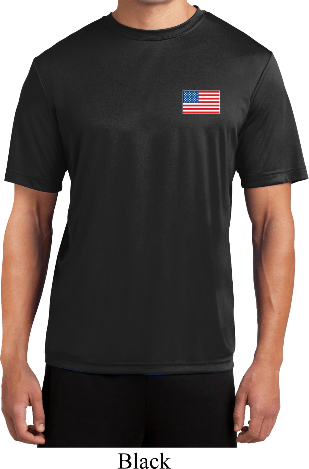 US Flag Pocket Print Mens Moisture Wicking Shirt - US Flag Mens Shirts