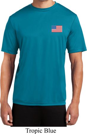 US Flag Pocket Print Mens Moisture Wicking Shirt