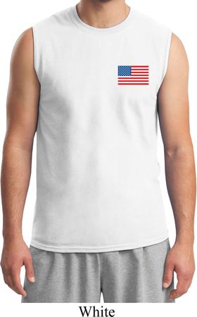 US Flag Pocket Print Mens Muscle Shirt