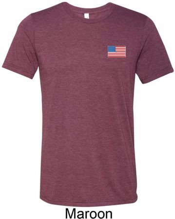 US Flag Pocket Print Mens Tri Blend Crewneck Shirt