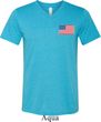 US Flag Pocket Print Mens Tri Blend V-neck Shirt