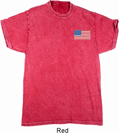 US Flag Pocket Print Mineral Tie Dye Shirt