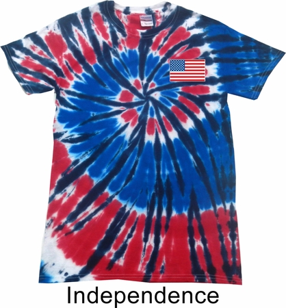 US Flag Pocket Print Patriotic Tie Dye Shirt
