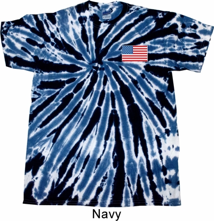 US Flag Pocket Print Twist Tie Dye Shirt