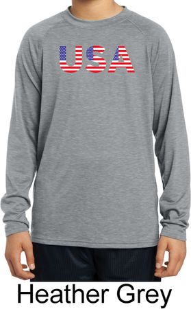 USA 3D Kids Moisture Wicking Long Sleeve Shirt