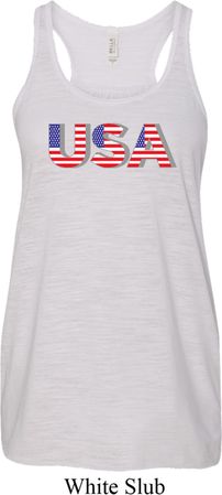 USA 3D Ladies Flowy Racerback Tanktop