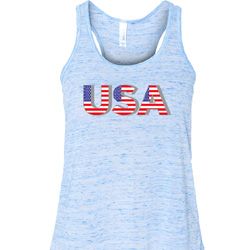 USA 3D Ladies Flowy Racerback Tanktop USA 3D Ladies Flowy Racerback Tanktop