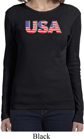 USA 3D Ladies Long Sleeve Shirt