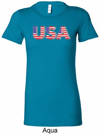 USA 3D Ladies Longer Length Shirt