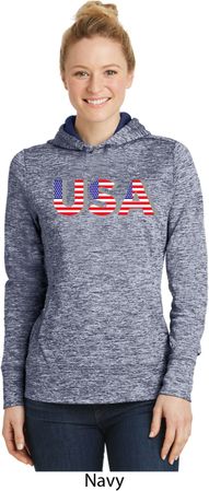 USA 3D Ladies Moisture Wicking Hoodie