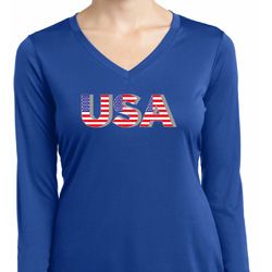 USA 3D Ladies Moisture Wicking Long Sleeve Shirt USA 3D Ladies Moisture Wicking Long Sleeve Shirt