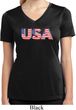 USA 3D Ladies Moisture Wicking V-neck Shirt