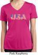 USA 3D Ladies Moisture Wicking V-neck Shirt