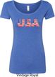 USA 3D Ladies Scoop Neck Shirt