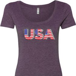 USA 3D Ladies Scoop Neck Shirt USA 3D Ladies Scoop Neck Shirt