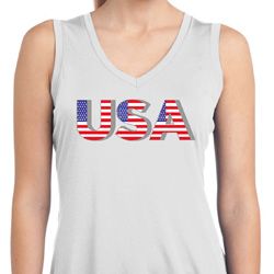 USA 3D Ladies Sleeveless Moisture Wicking Shirt USA 3D Ladies Sleeveless Moisture Wicking Shirt