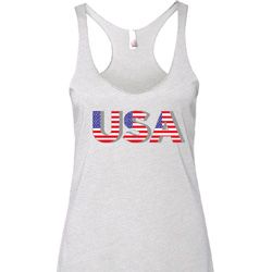 USA 3D Ladies Tri Blend Racerback Tank Top USA 3D Ladies Tri Blend Racerback Tank Top