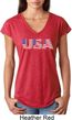 USA 3D Ladies Tri Blend V-Neck Shirt