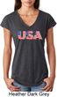 USA 3D Ladies Tri Blend V-Neck Shirt