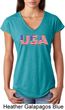 USA 3D Ladies Tri Blend V-Neck Shirt