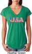 USA 3D Ladies Tri Blend V-Neck Shirt
