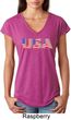 USA 3D Ladies Tri Blend V-Neck Shirt