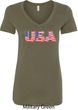 USA 3D Ladies V-Neck Shirt