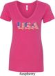 USA 3D Ladies V-Neck Shirt