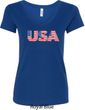 USA 3D Ladies V-Neck Shirt
