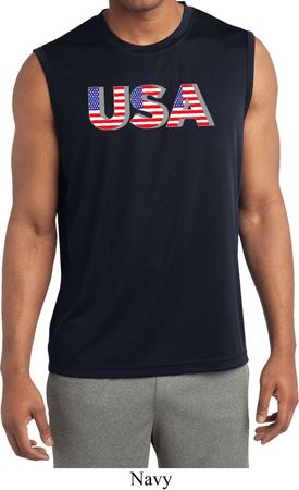 USA 3D Mens Sleeveless Moisture Wicking Shirt