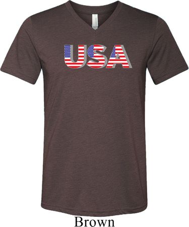 USA 3D Mens Tri Blend V-neck Shirt