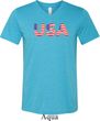 USA 3D Mens Tri Blend V-neck Shirt