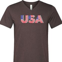 USA 3D Mens Tri Blend V-neck Shirt