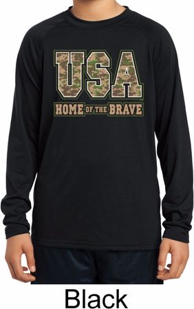 USA Home of the Brave Kids Dry Wicking Long Sleeve Shirt